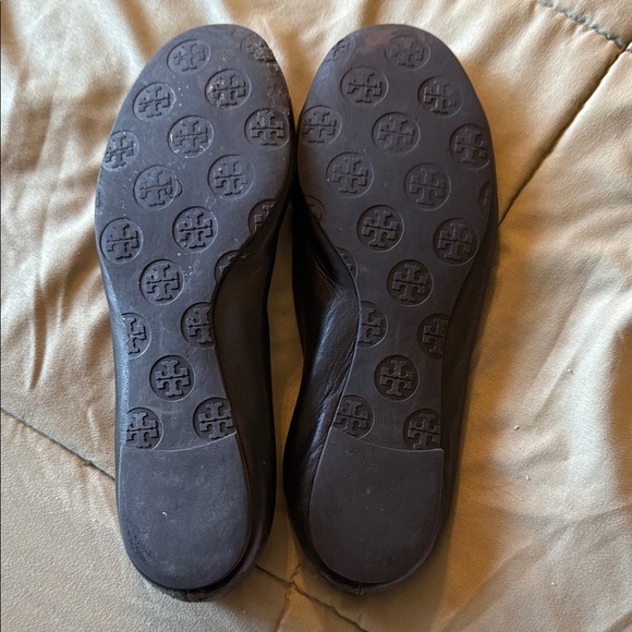 Tory Burch Black Flats with Gold Medallion - Picture 5 of 5